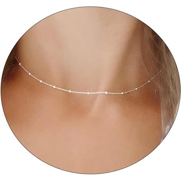 Jewelry - Dainty Gold Chain Choker Necklace for Women 18K Gold Plated Minimalist